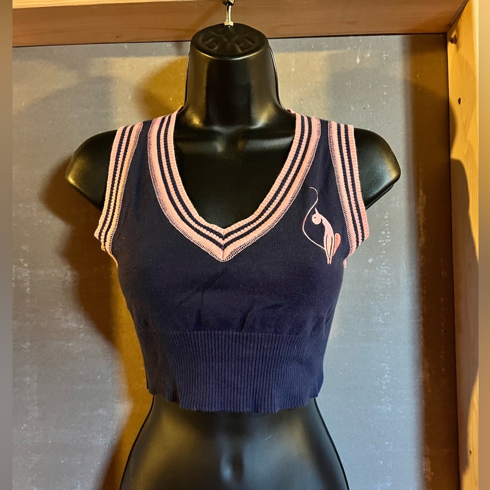 Baby Phat Authentic Pink and Blue Crop Tank Top Pink Cat Size M